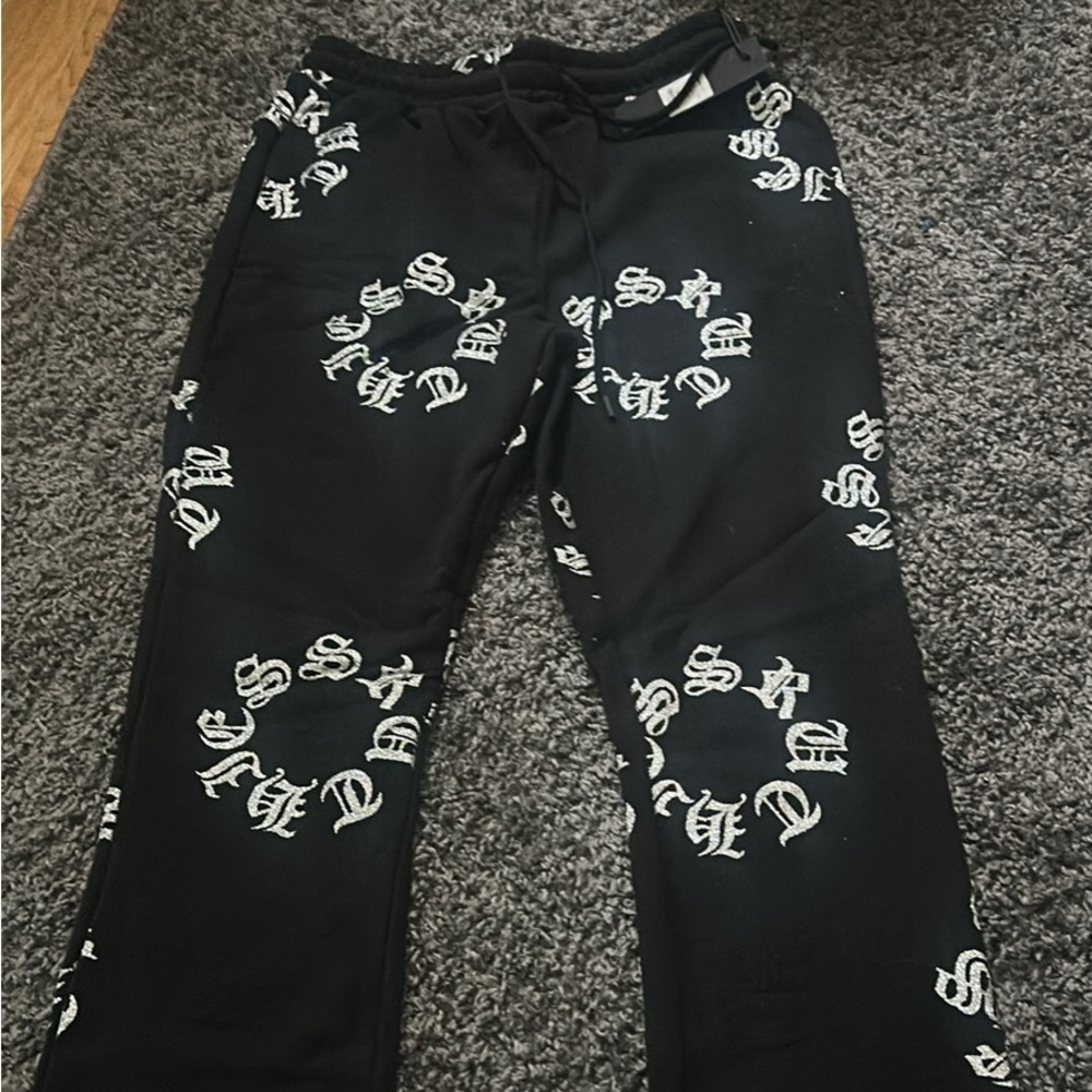 Fashion Nova Black Sweatpants with Silver Lettering